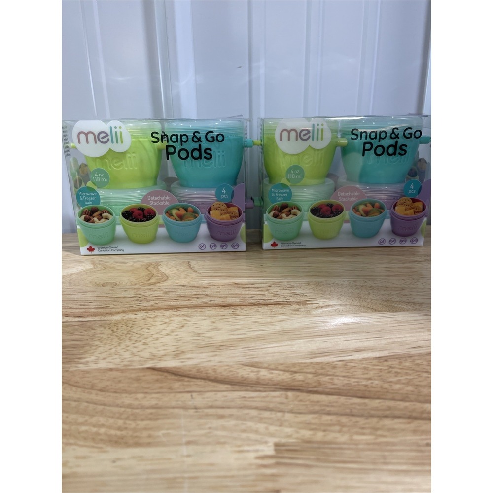 Melii Snap & Go Baby Food Storage Containers Pods Stacking 4 oz - Lot of 8